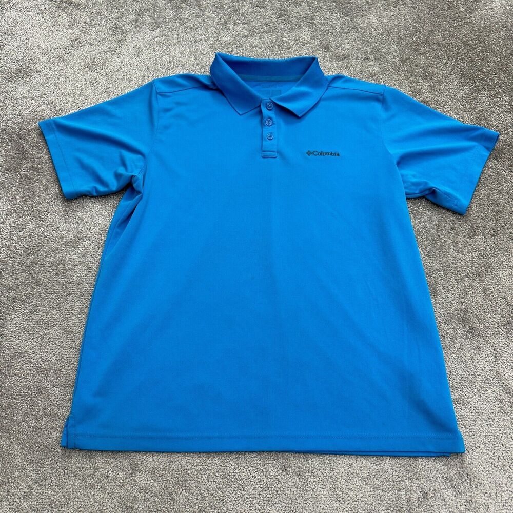Columbia Omni Shade Polo Shirt Mens Large Blue Short Sleeve Collared Active Golf
